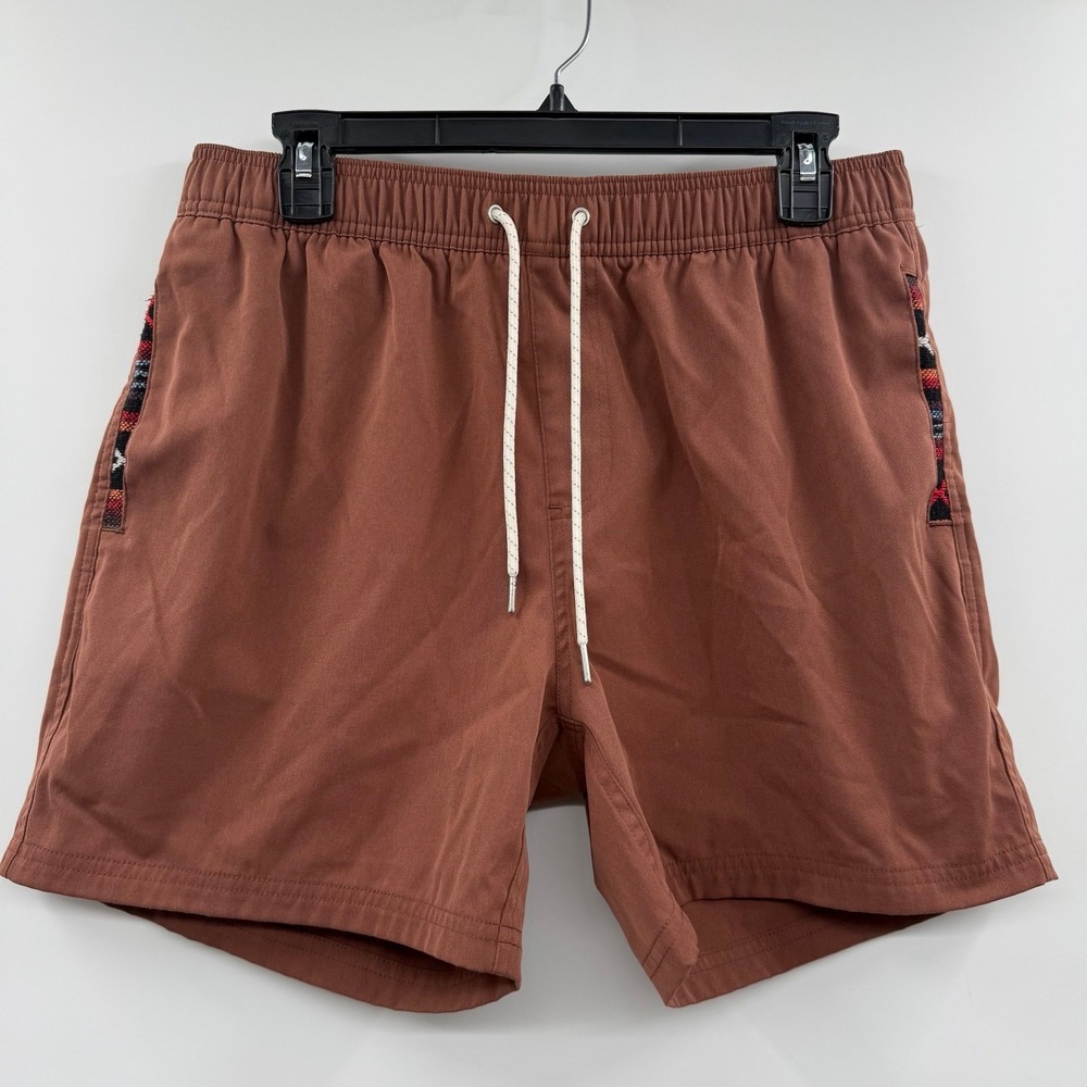 WOWIE Daily Short Mens L Maroon Khaki Stretch Golf Casual Elastic Waist Chino